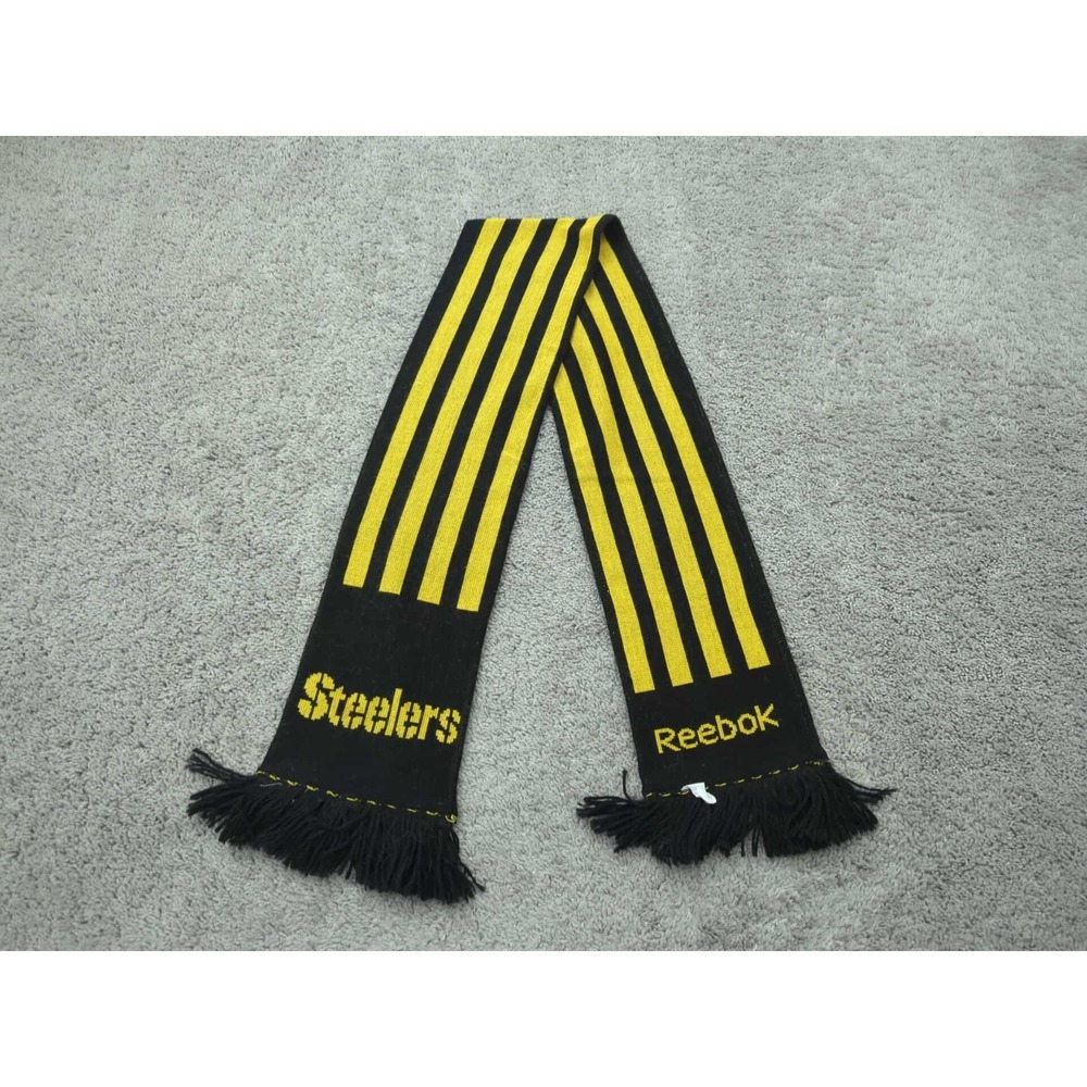 Pittsburgh Steelers‎ Fan Scarf 64" NFL Reebok Black Yellow Made in Taiwan